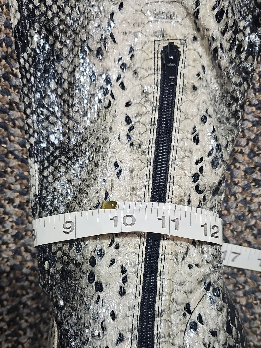 Fashion Nova Shoes Womens 7 Boots Faux Snakeskin OTK Tall Stiletto Partial Zip